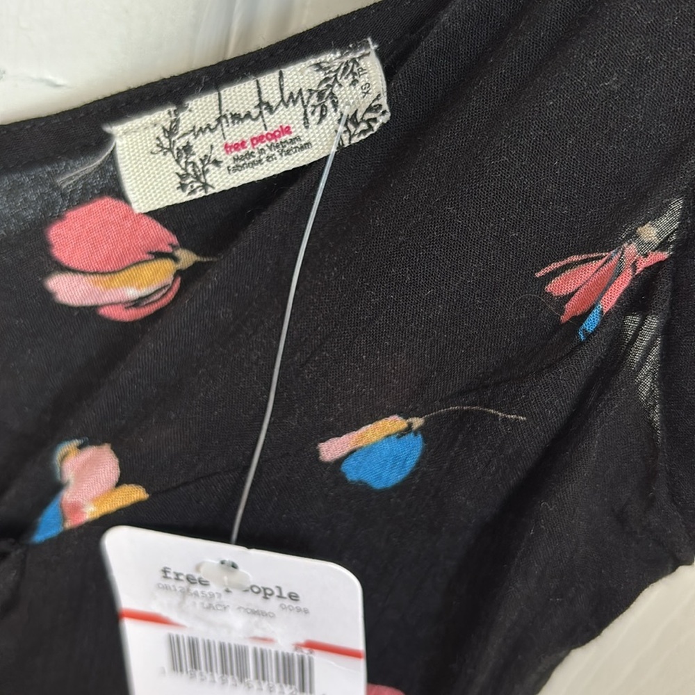 NEW NWT FREE PEOPLE Floral Black Corset Cami Top Size XS 100% Viscose adjustable - Picture 8 of 9